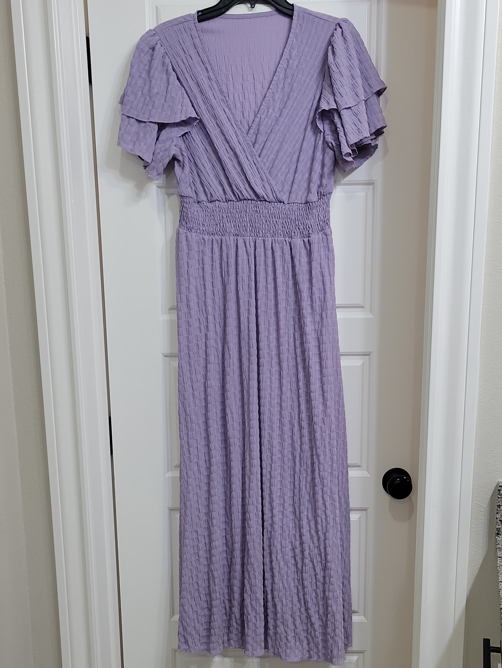 SHEIN Lavender Wrap Maxi Dress with Ruffle Sleeves